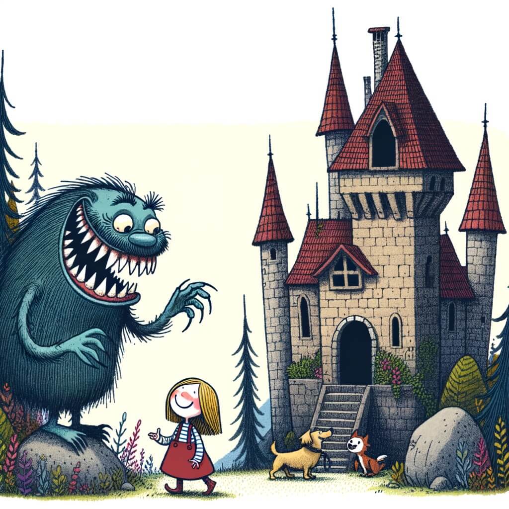 Une illustration pour enfants représentant un vampire rigolo qui adore faire des farces, se retrouve en difficulté lorsqu'il est coincé dans une toile d'araignée géante dans un cimetière hanté.
